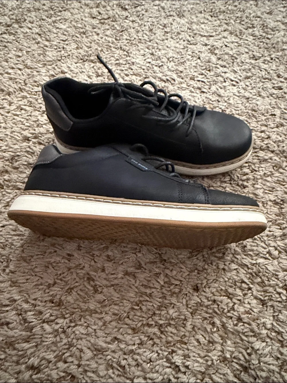 Steve Madden Black Lace-Up Boy’s Sneakers with White Trim